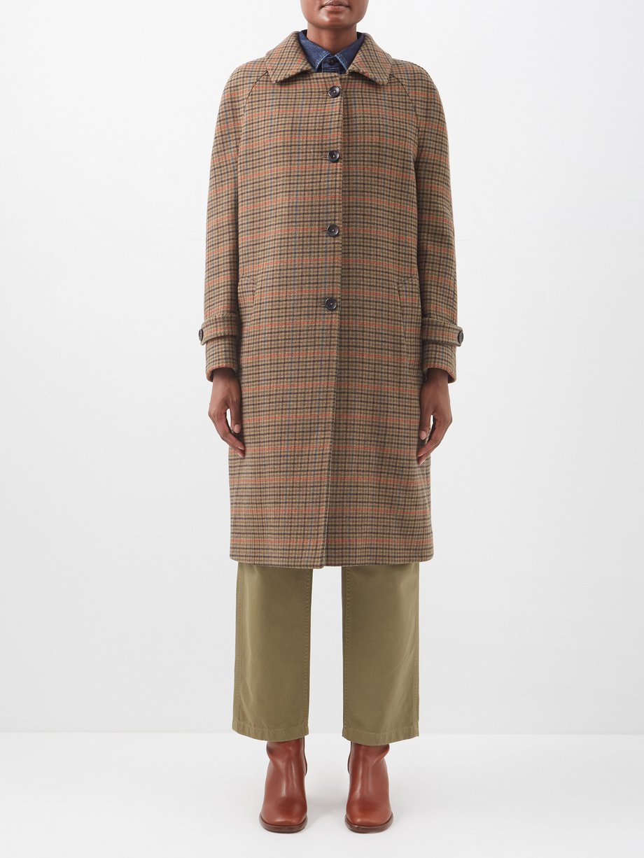 Camel Alessandro checked wool-blend coat | Fortela | MATCHES UK