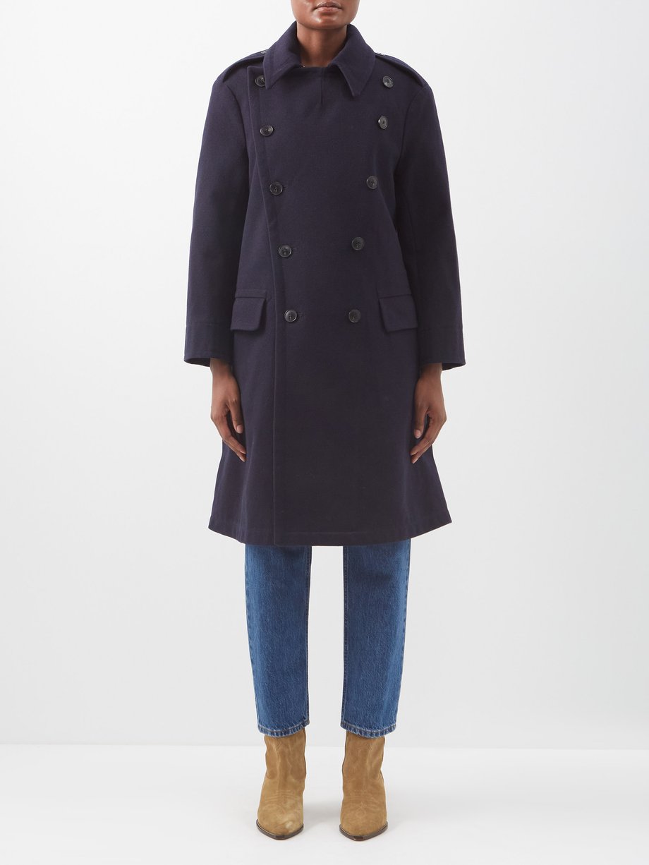 Navy Winston double-breasted wool coat | Fortela | MATCHES US