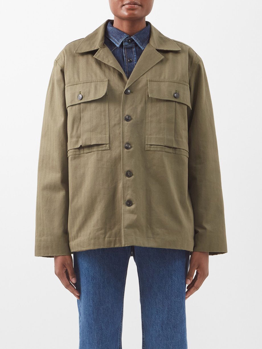 Green Solomon flap-pocket herringbone-twill jacket | Fortela | MATCHES UK