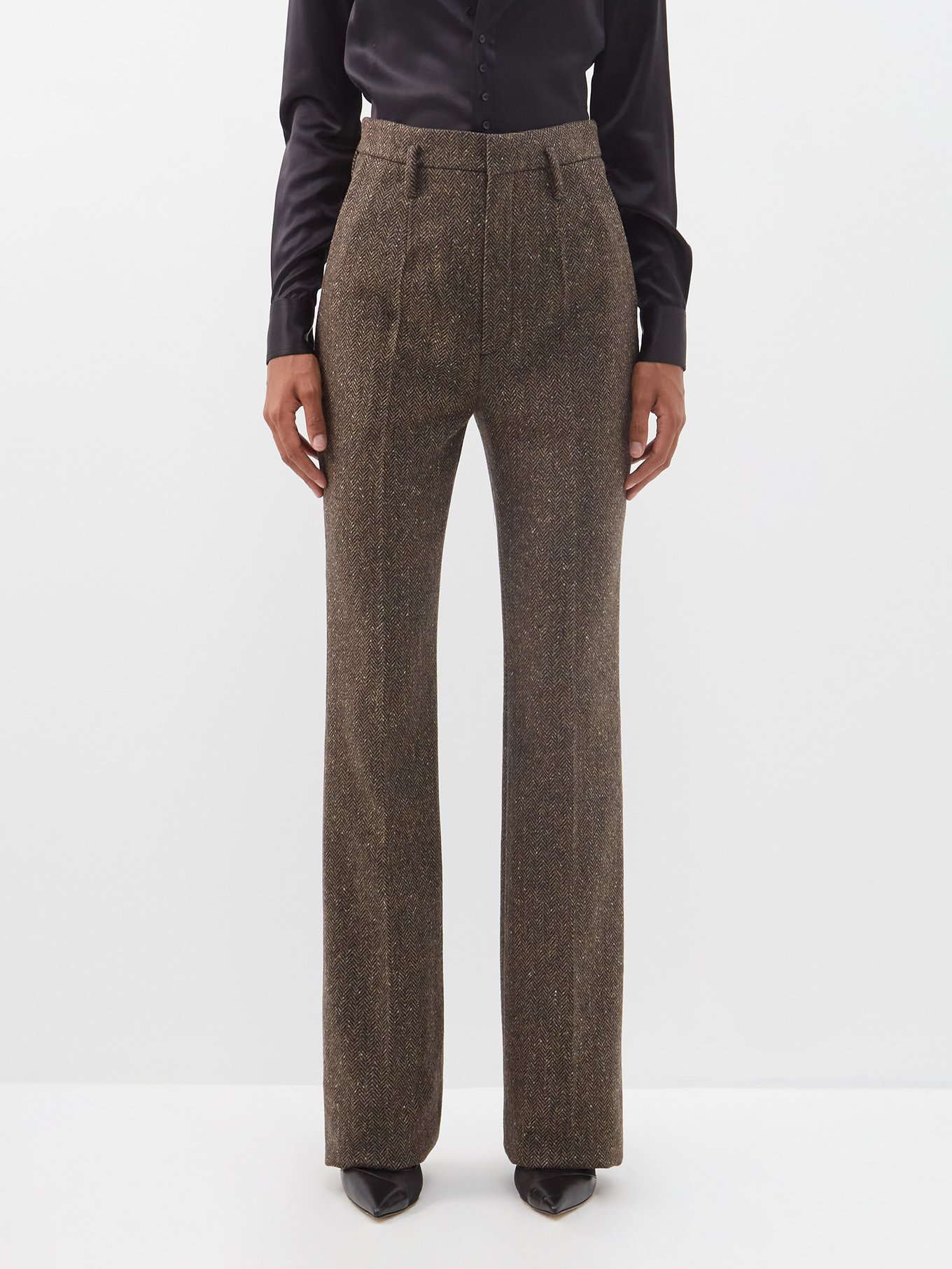 Wesley Wool Trousers  Brown and Coral Check  Boden UK