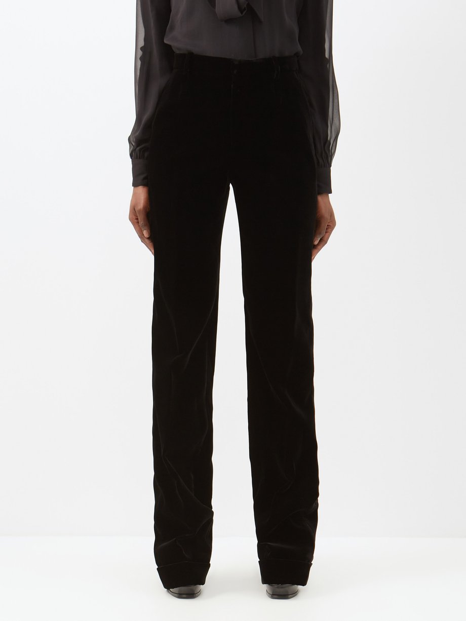 HUSH Carina Velvet Trousers, Black at John Lewis & Partners