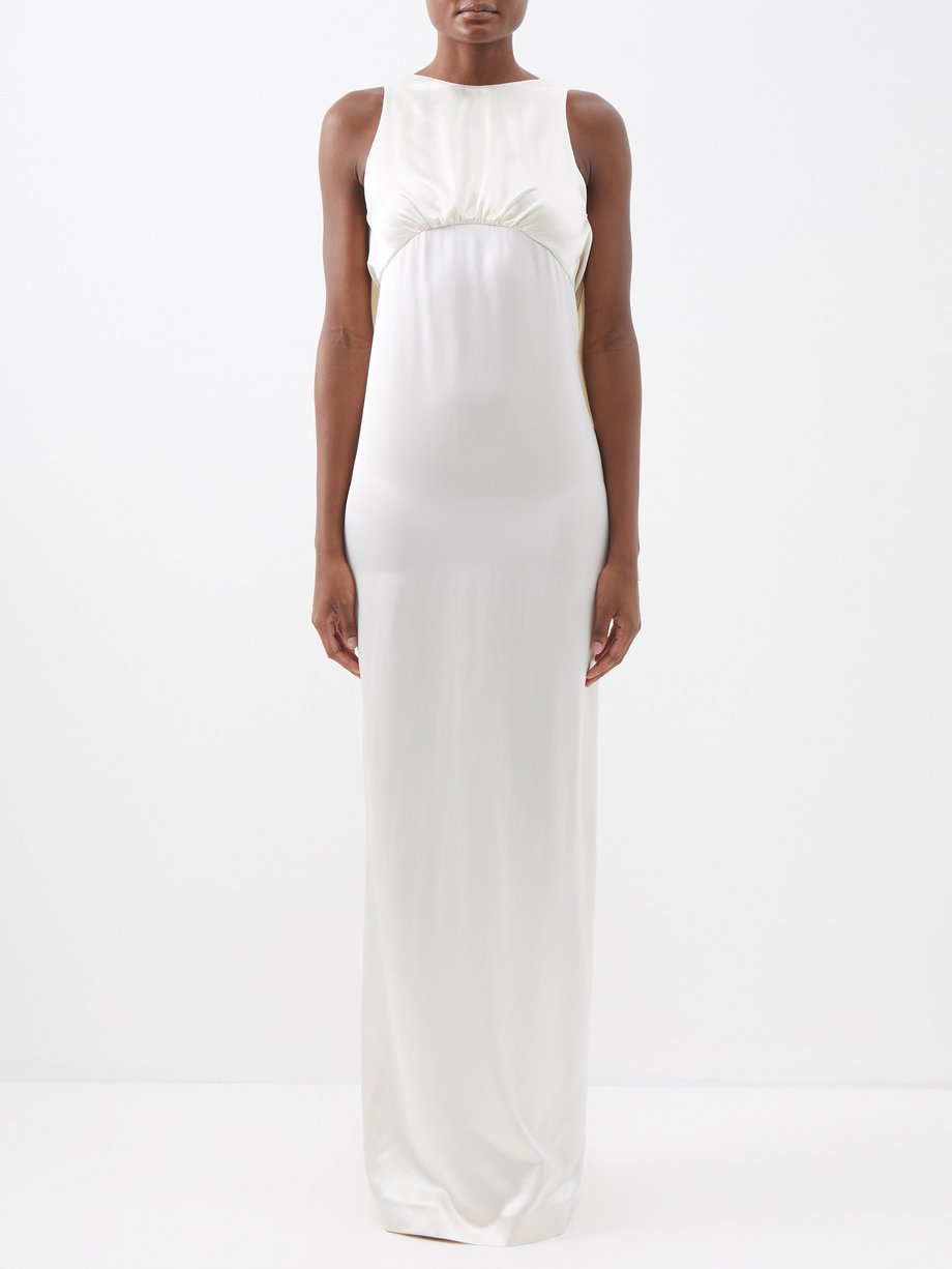 White Tie-back silk-satin gown, Saint Laurent