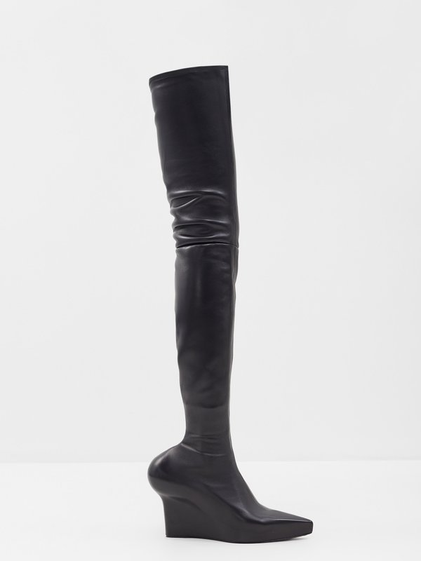 Black Exaggerated-heel 80 leather over-the-knee boots | Givenchy 