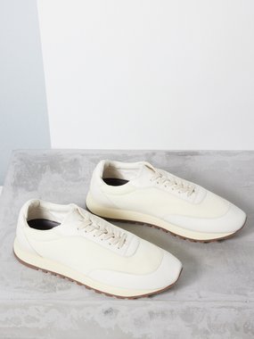 The Row Owen leather and mesh running trainers