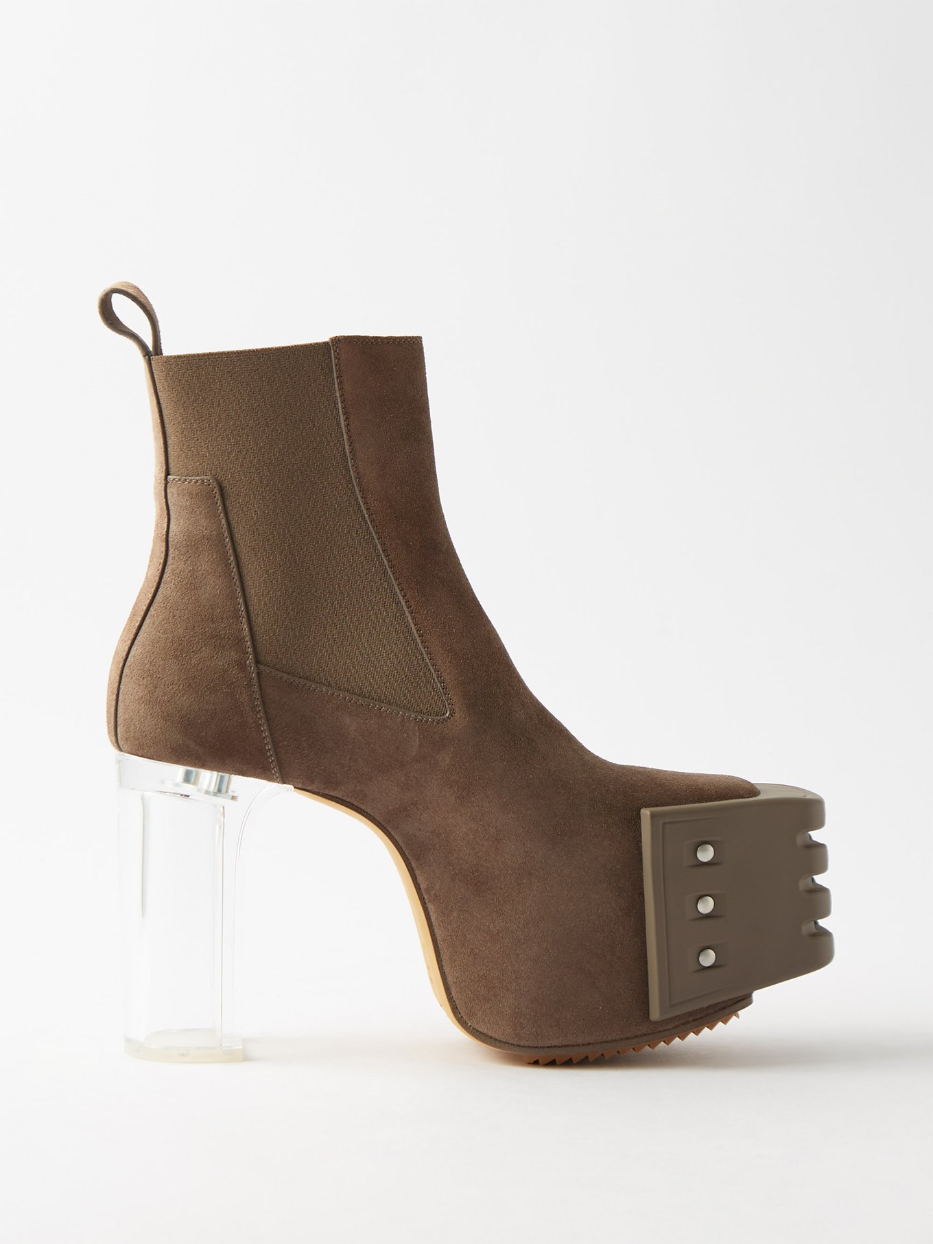 Brown Beatle capped-toe suede platform boots | Rick Owens