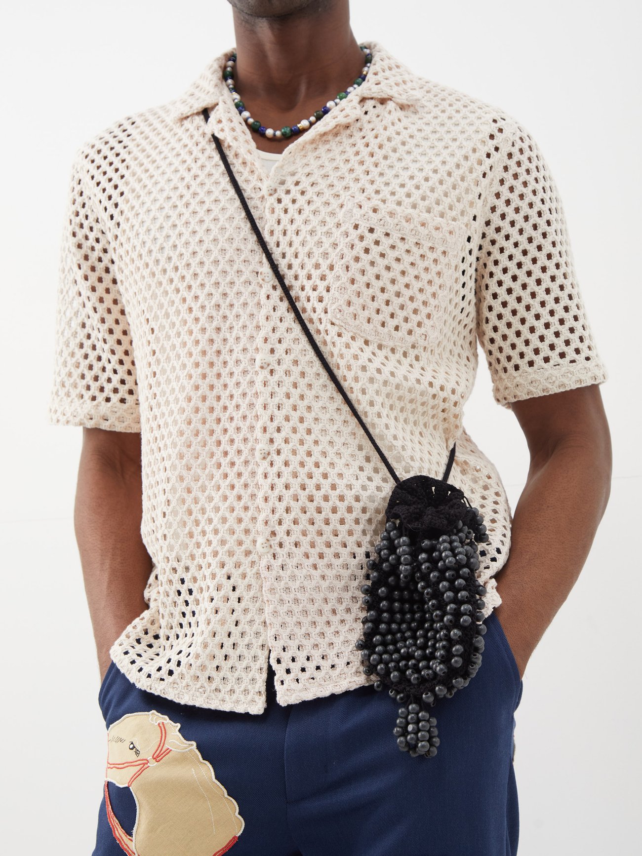 Black Beaded crochet cross-body bag | Bode | MATCHESFASHION US