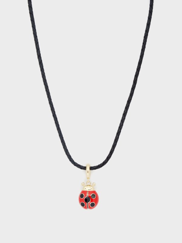 Lauren Rubinski Ladybird enamel & 14kt gold necklace