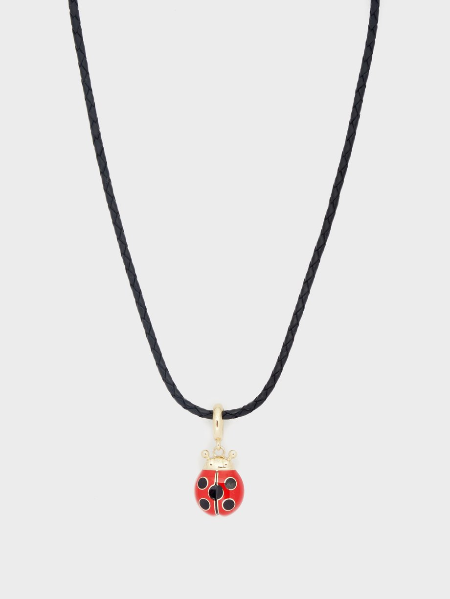 Lauren Rubinski Ladybird enamel & 14kt gold necklace