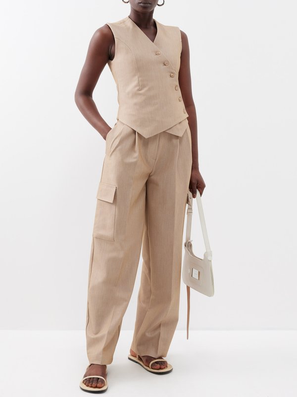 The Frankie Shop Maesa asymmetric tailored chambray waistcoat