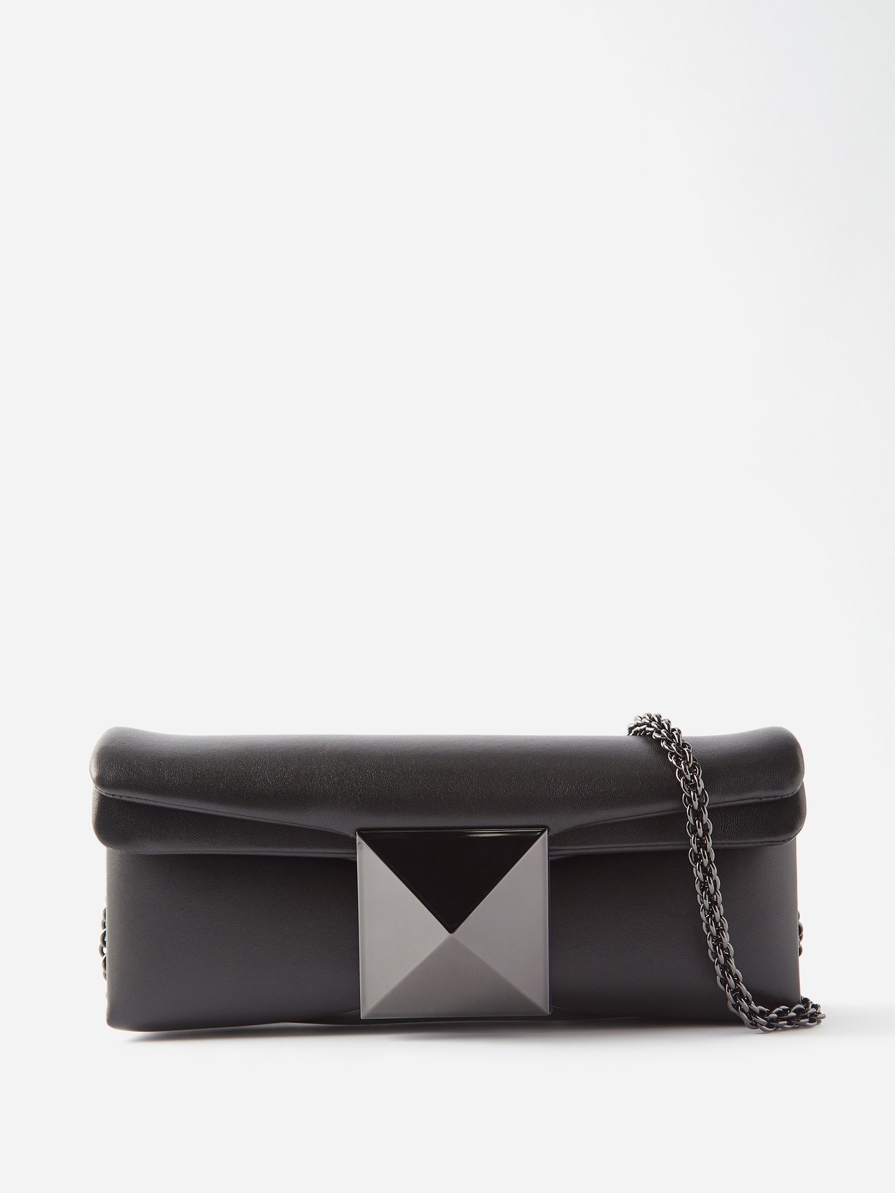 Black One Stud leather clutch bag | Valentino Garavani | MATCHESFASHION