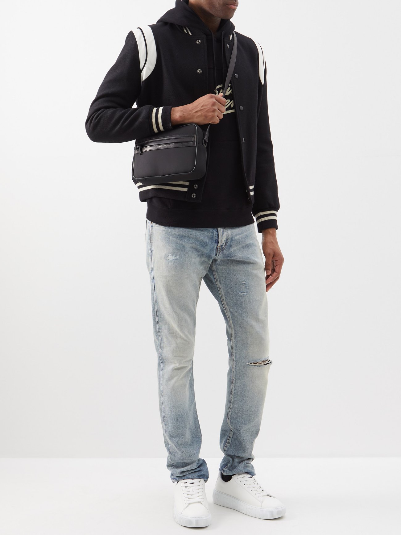 Camp Leather Camera Bag in Black - Saint Laurent