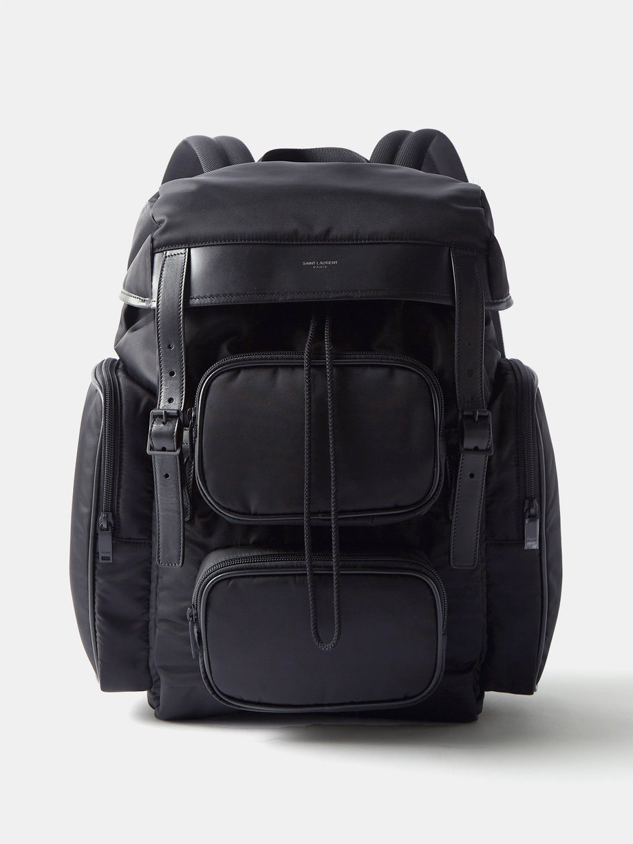 Black City leather-trim multi-pocket backpack | Saint Laurent | MATCHES UK