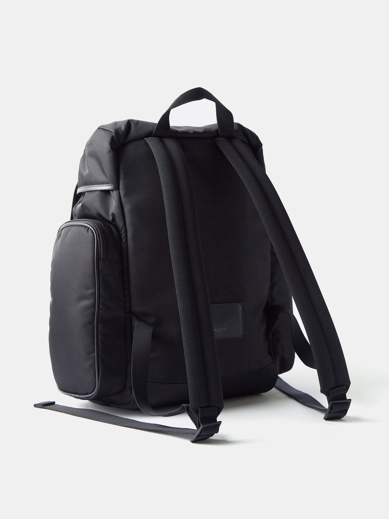 Black City leather-trim multi-pocket backpack, Saint Laurent