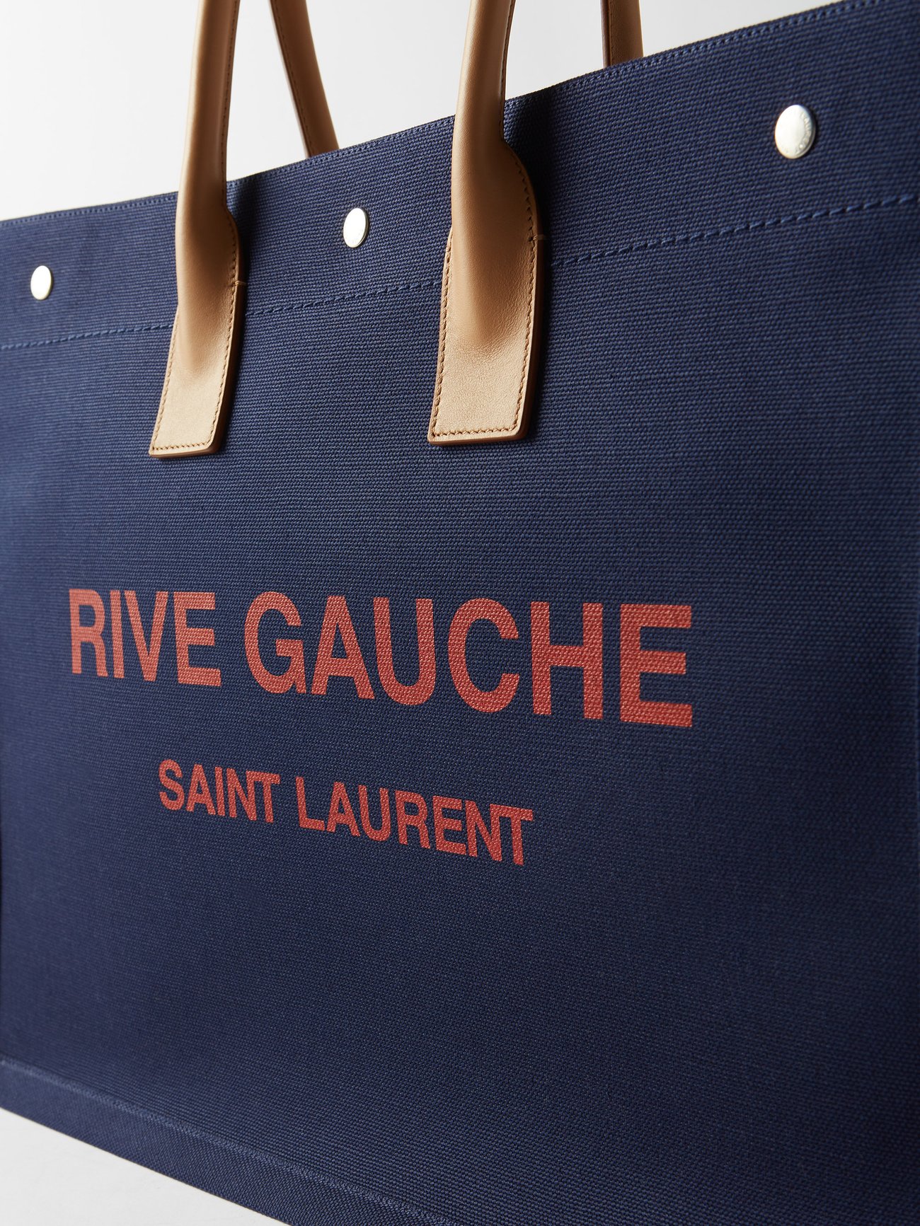 Saint Laurent Canvas And Vintage Leather Rive Gauche Tote Bag in Blue