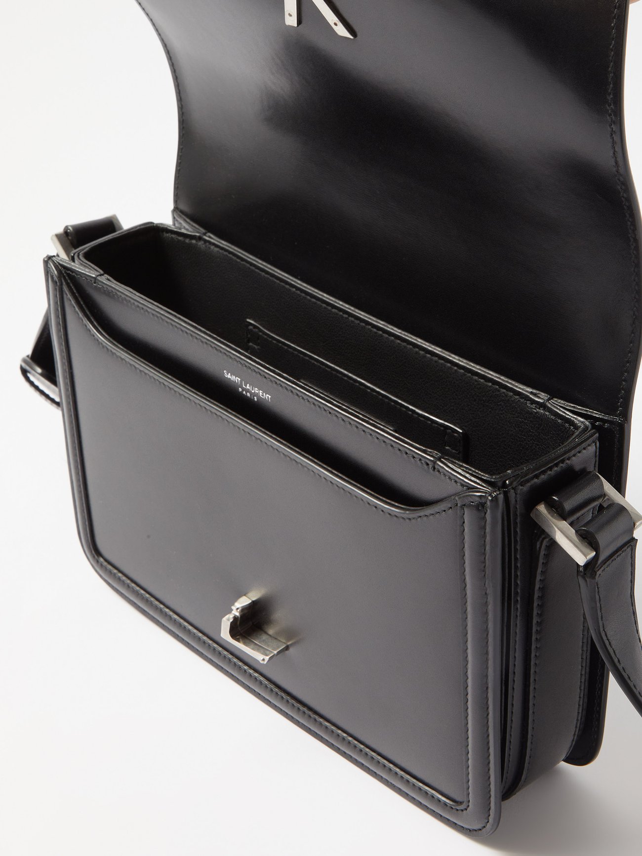 Saint Laurent Solferino Brand-plaque Leather Shoulder Bag in Black