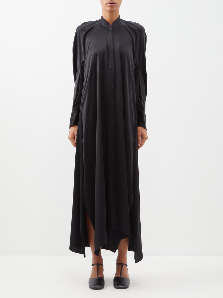 Black Dillan side-slit satin shirt dress | Ashlyn | MATCHESFASHION AU