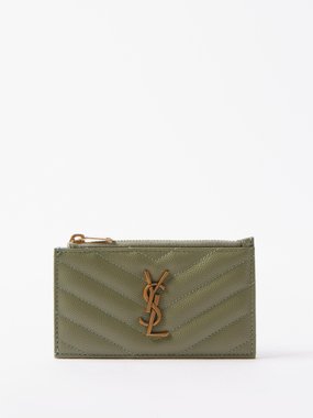 Green Cassandre crocodile-effect leather cardholder, Saint Laurent