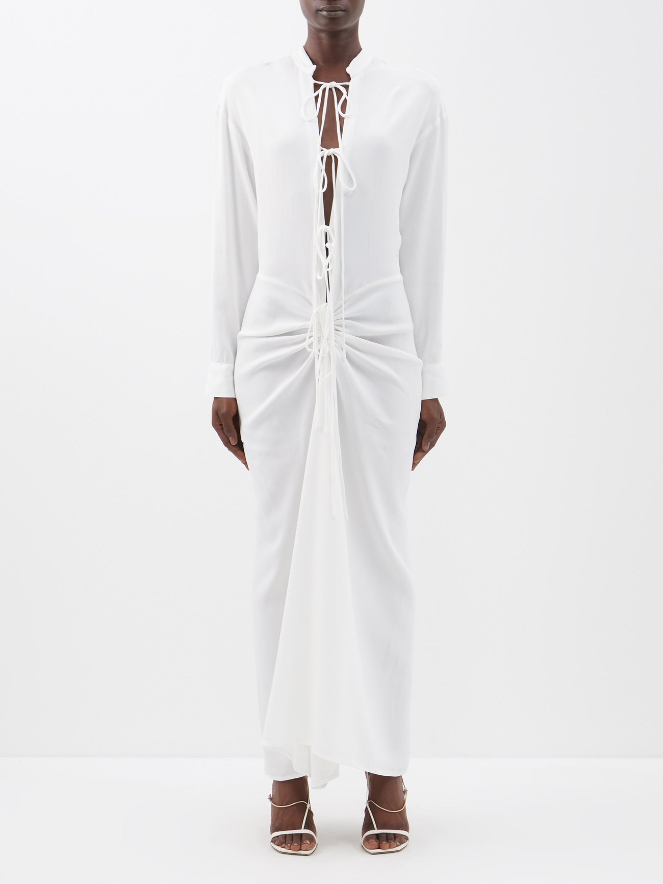 White Bertoia tie-front crepe dress | Christopher Esber | MATCHESFASHION UK