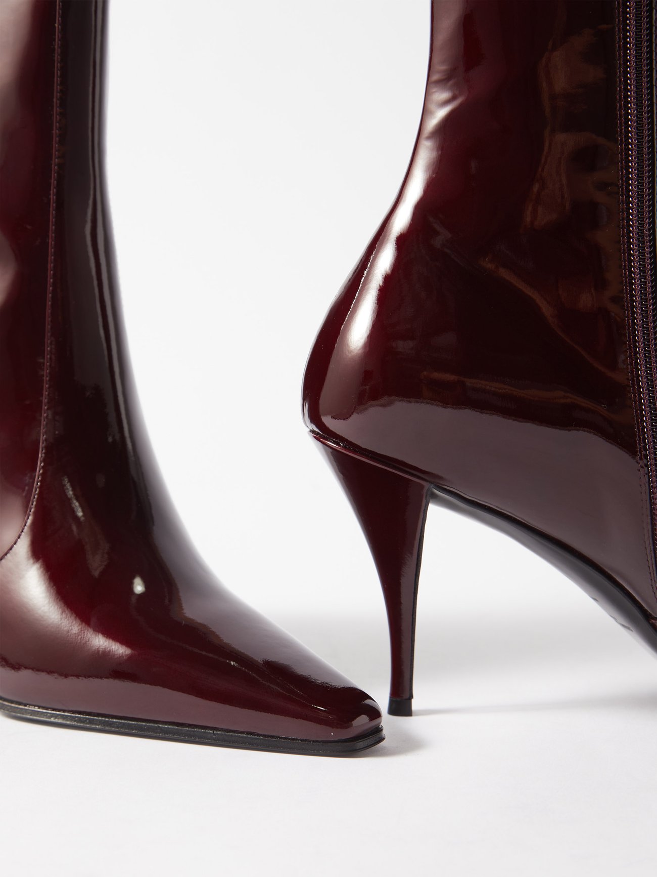 Violet 90 patent-leather ankle boots | Saint Laurent