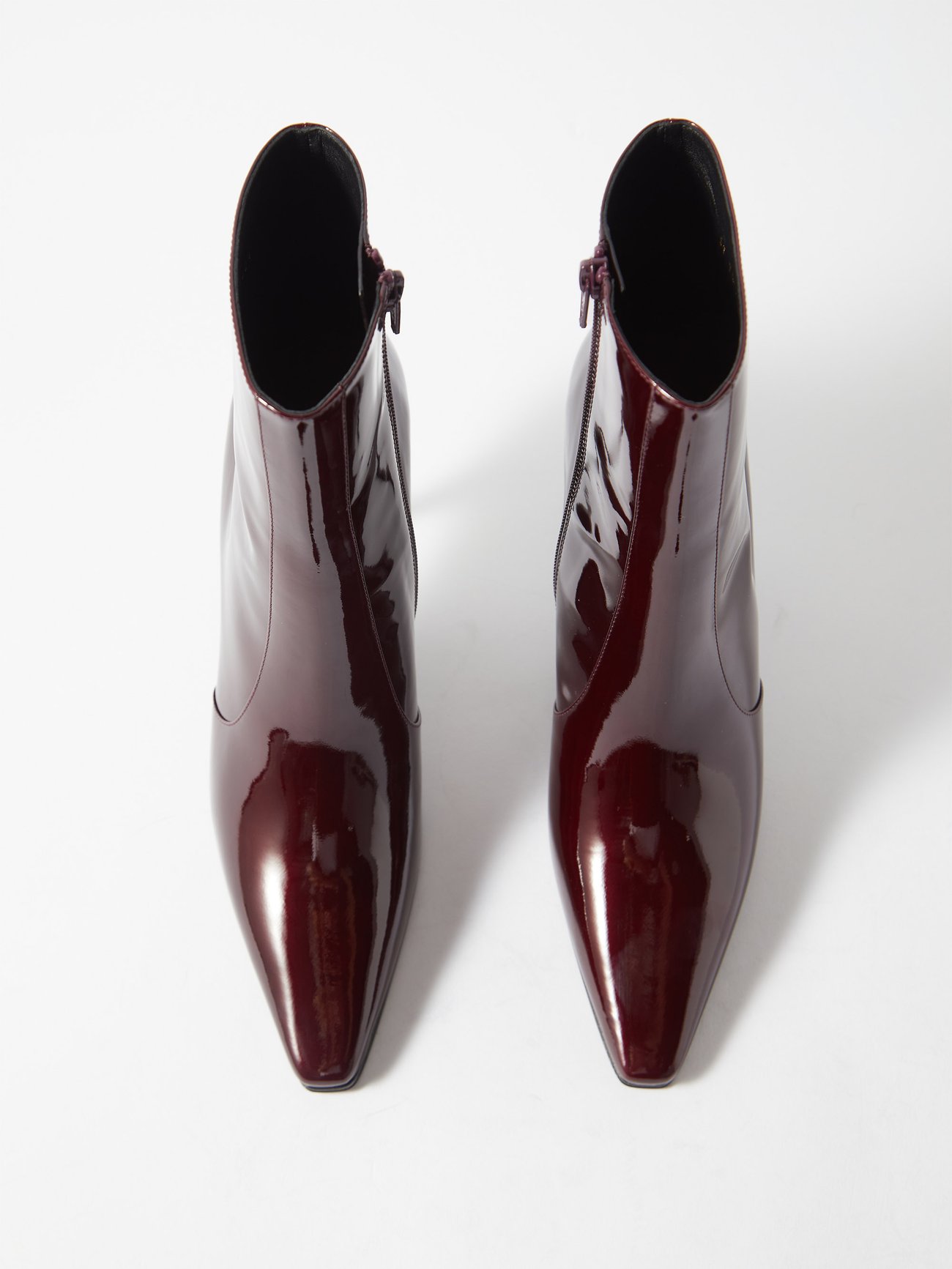 Alexander McQueen - Glossed-leather Boots Burgundy - EU 45
