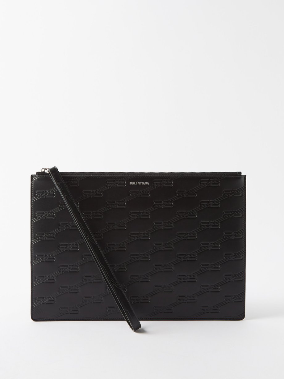 Black BB-monogram leather pouch, Balenciaga