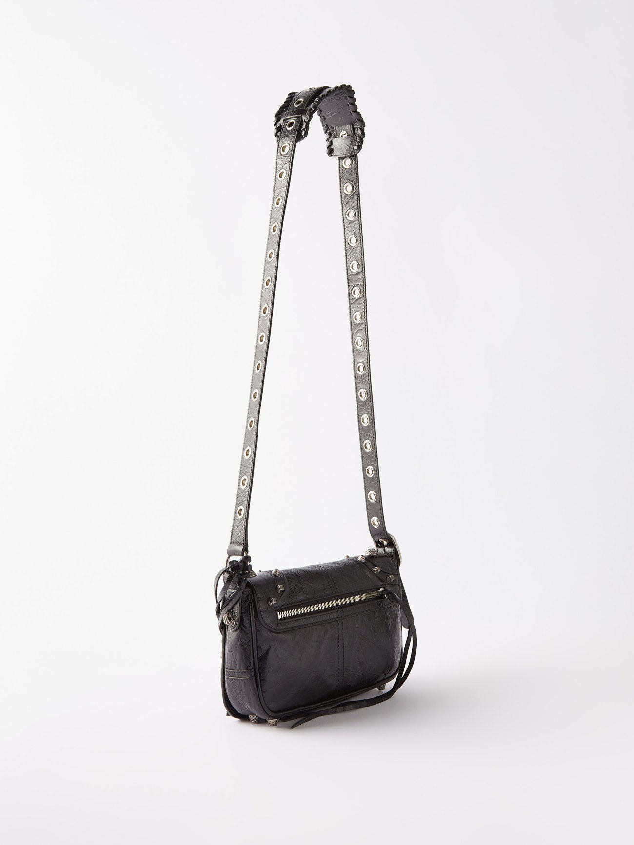 Black Le Cagole crinkled-leather cross-body bag, Balenciaga