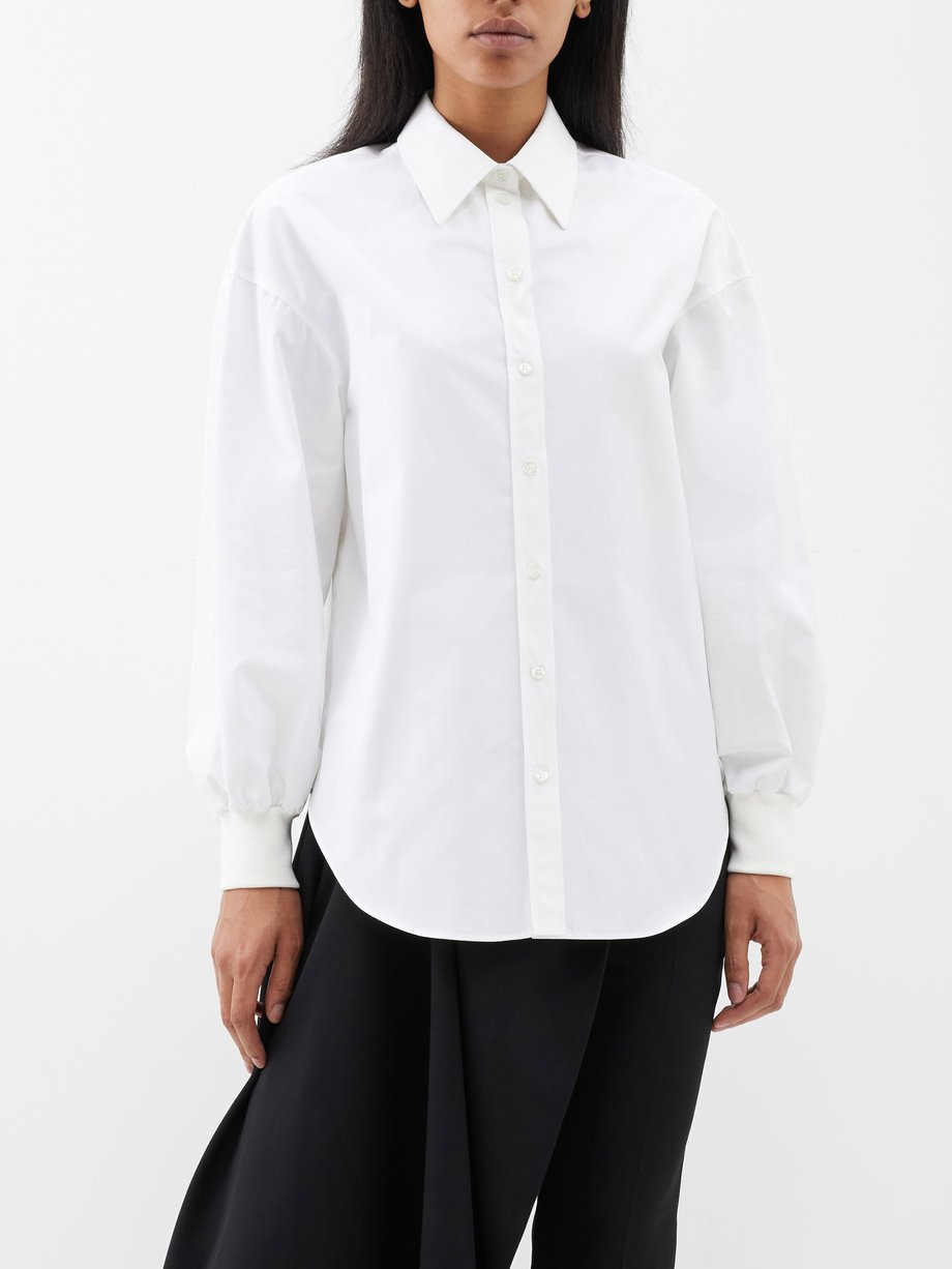 White Puffed-sleeve cotton-poplin shirt | Alexander McQueen ...