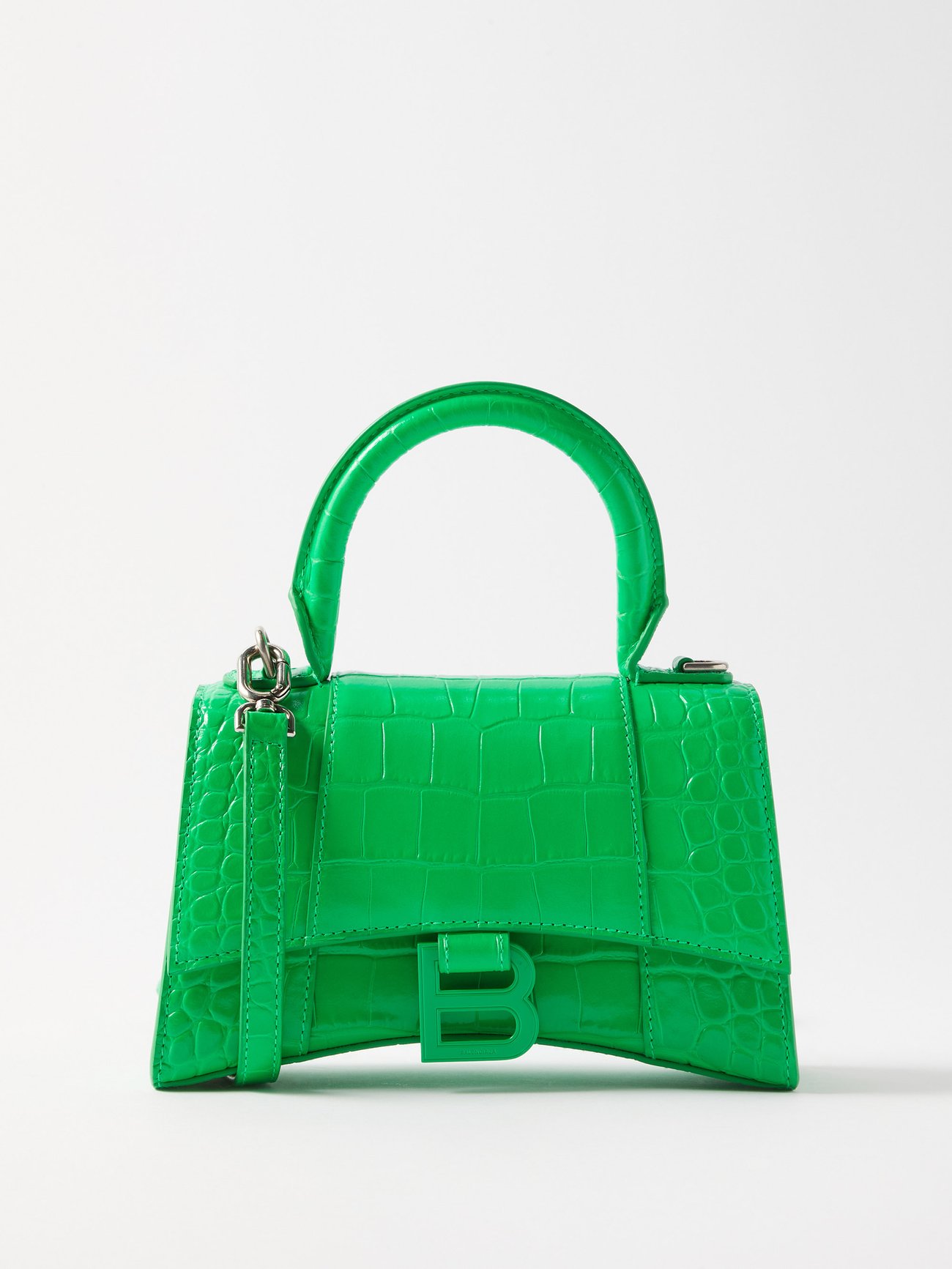 Lappe syg Derbeville test Green Hourglass XS croc-effect leather cross-body bag | Balenciaga |  MATCHESFASHION US
