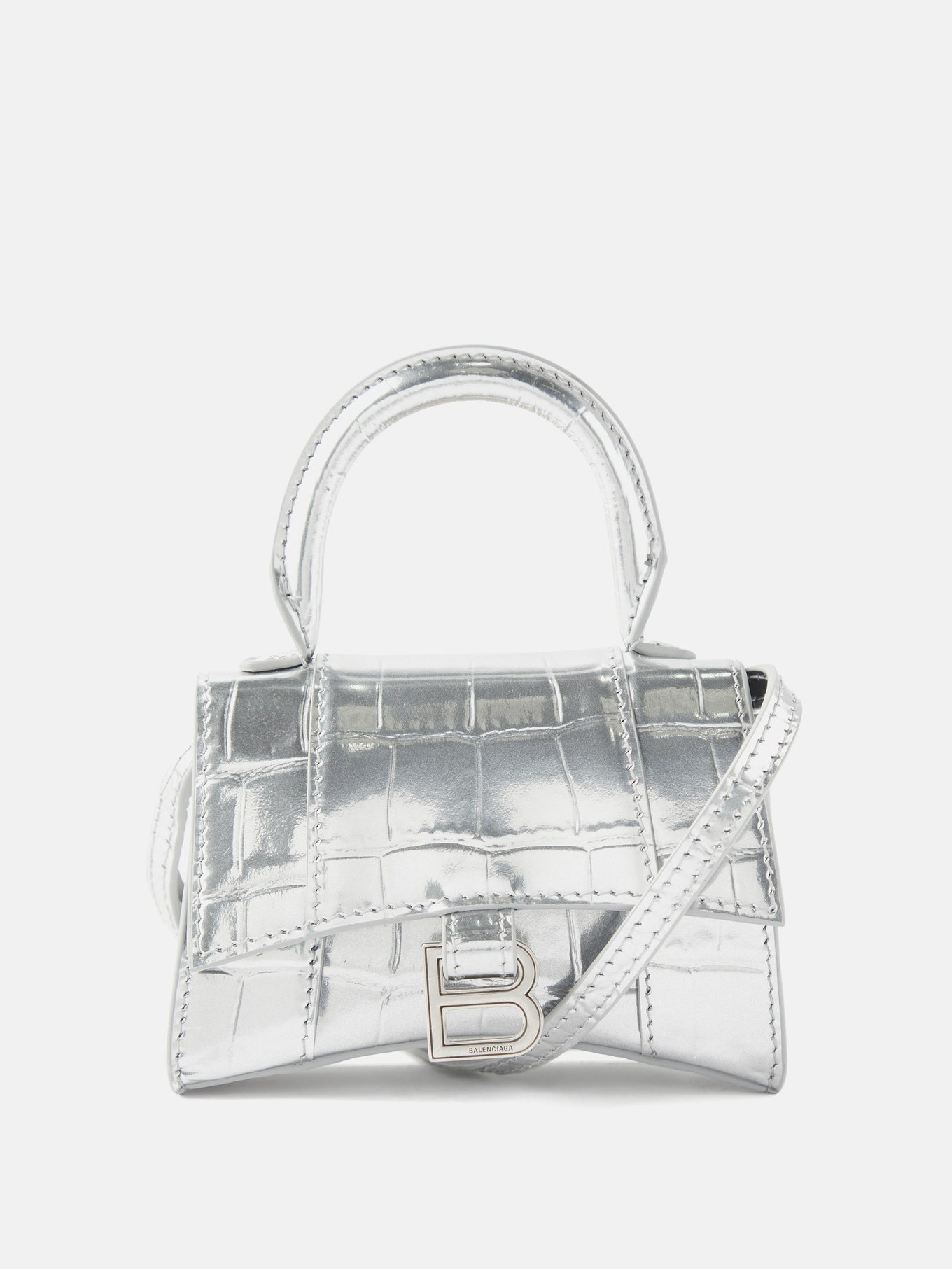 Hourglass XS Top Handle Bag Silver Hardware