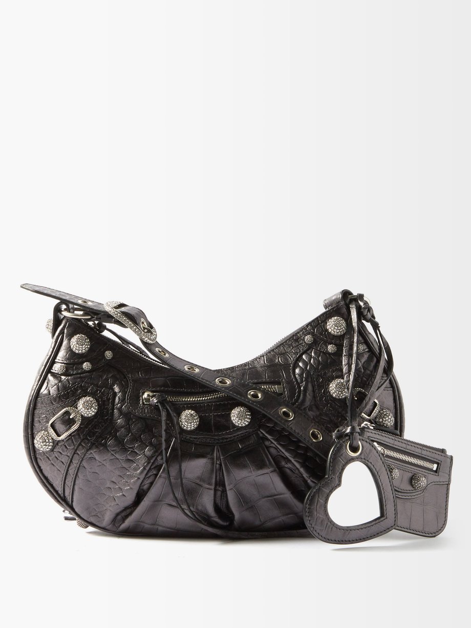Grey Cagole S croc-effect leather shoulder bag | Balenciaga ...