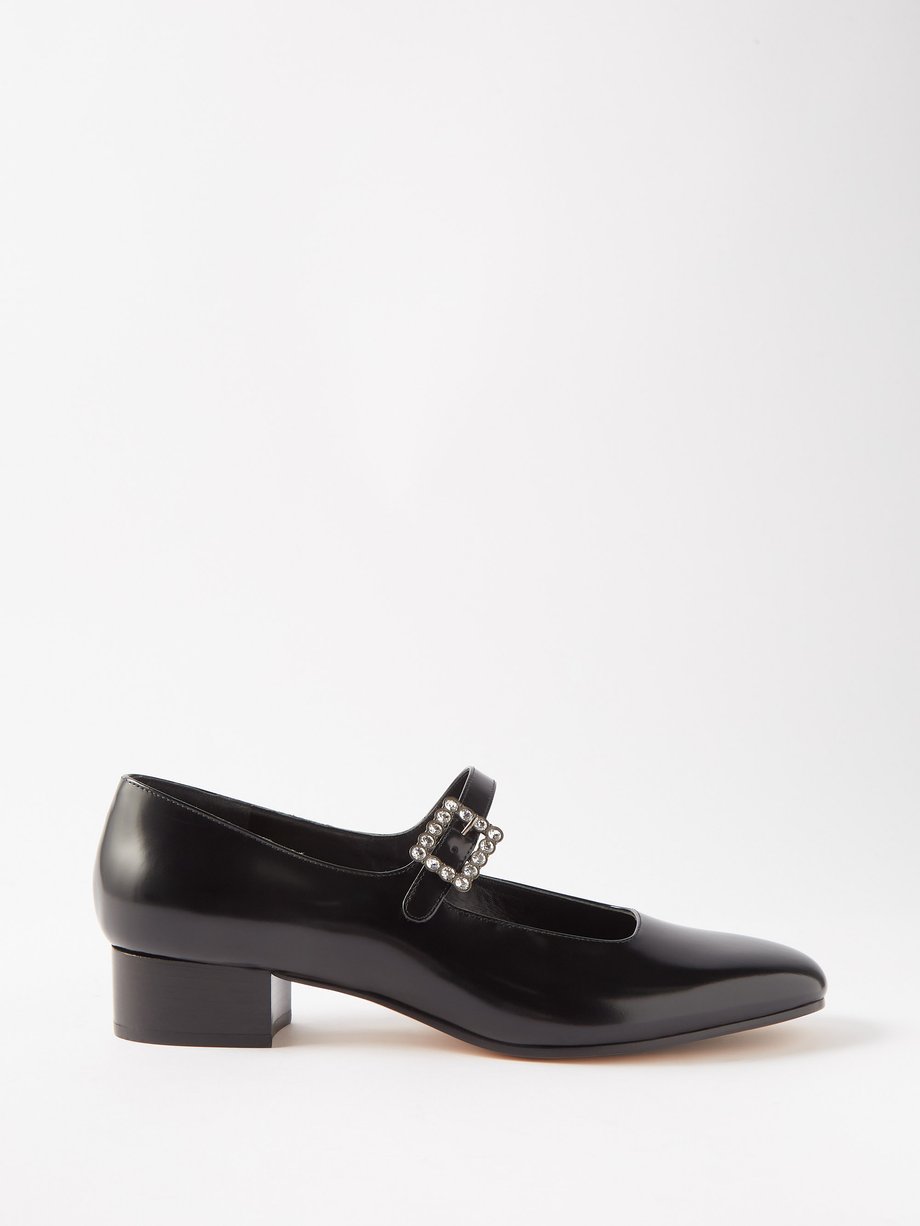 Black Crystal-buckle leather Mary Jane pumps | Le Monde Beryl ...
