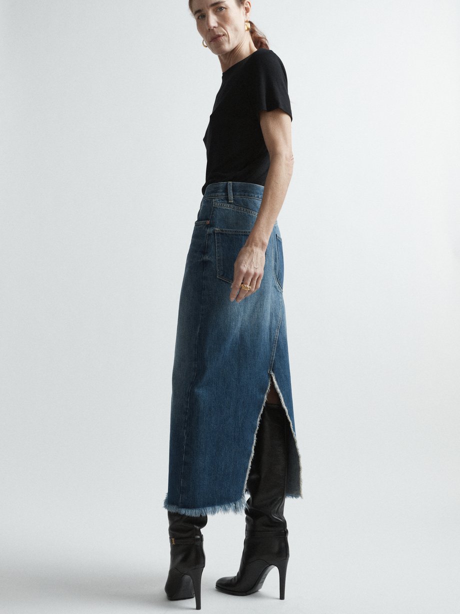 Raey Split-back organic-cotton denim skirt