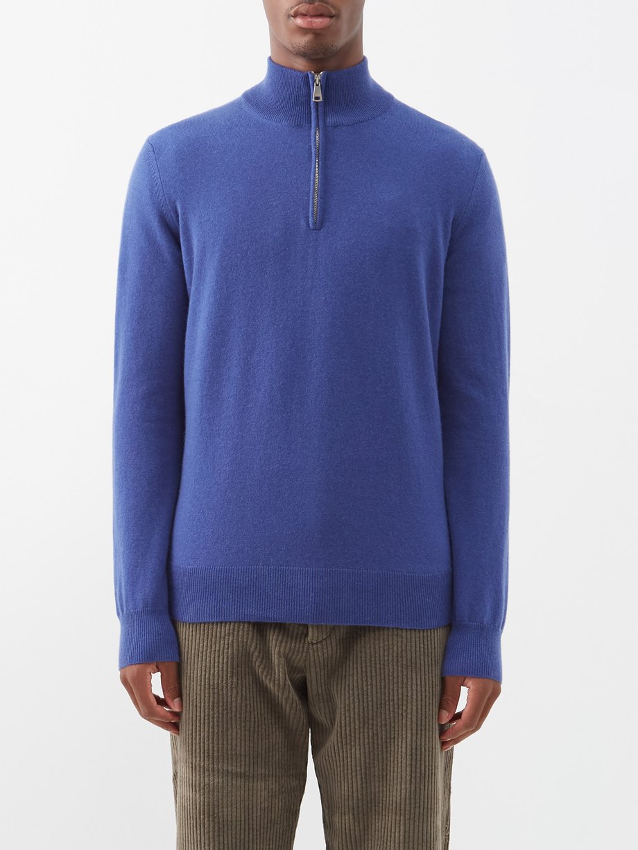 Blue Half-zip cashmere sweater | Ghiaia Cashmere | MATCHESFASHION UK