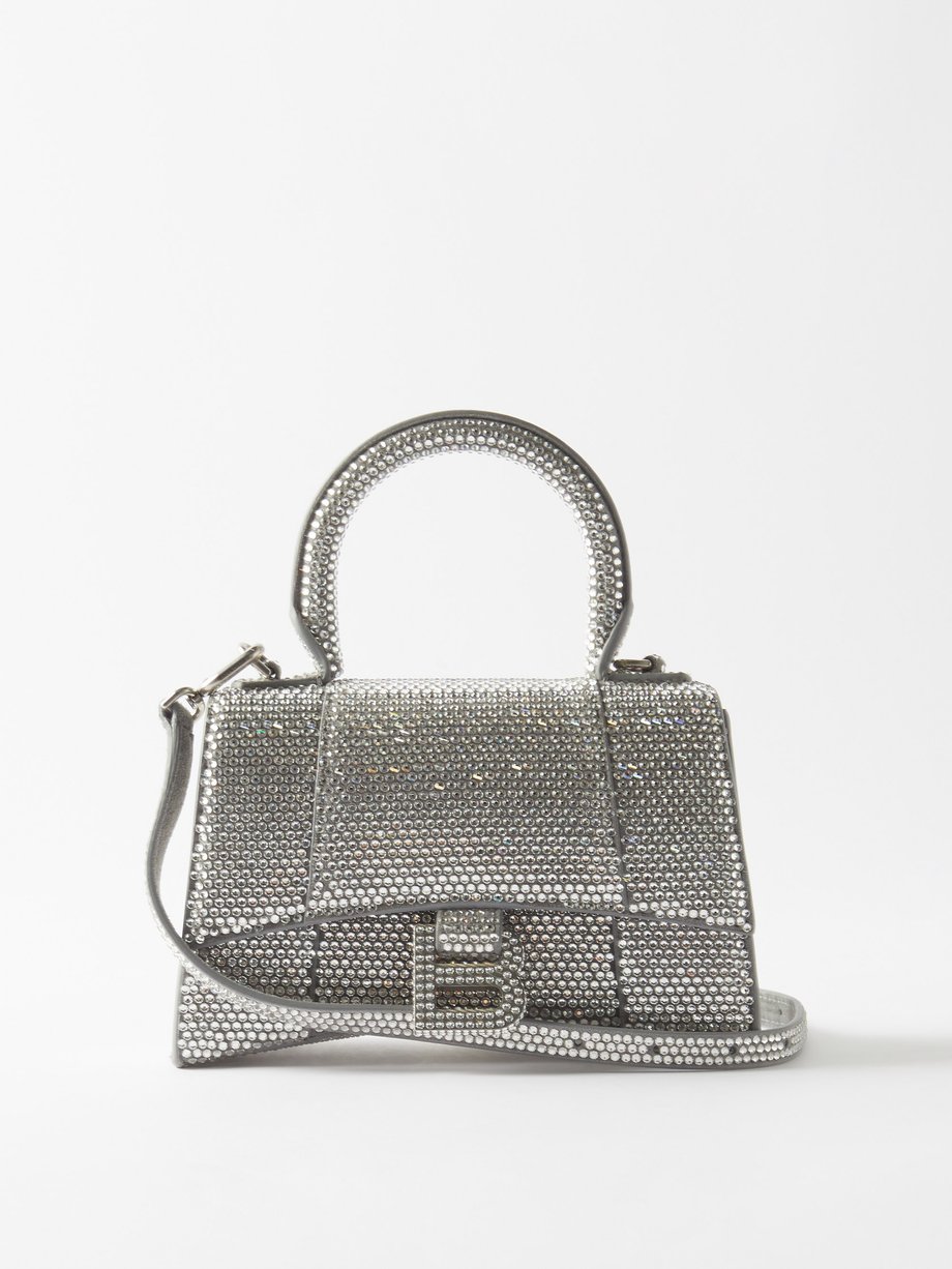 Womens Hourglass Xs Handbag Crocodile Embossed in White  Balenciaga US