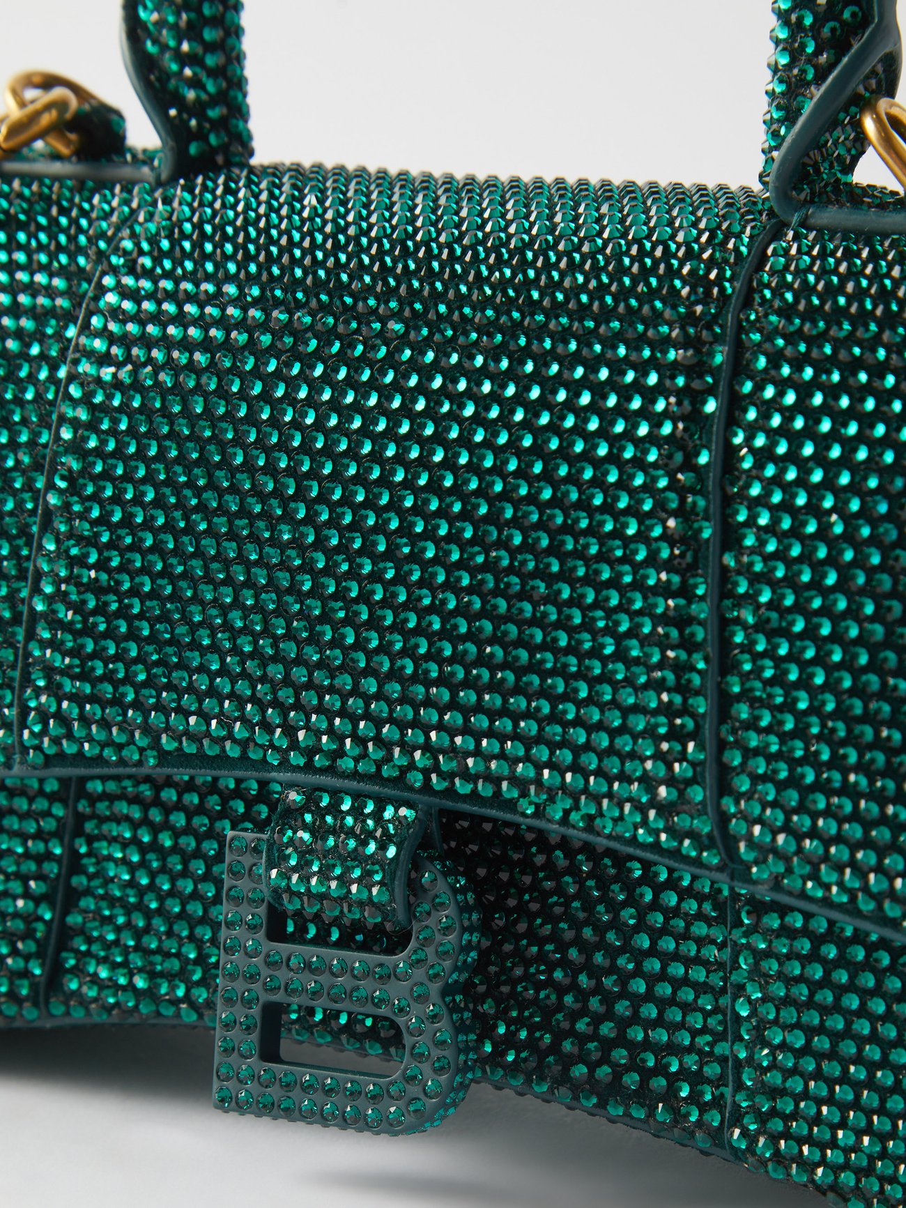 Balenciaga Crystal Rhinestone Embellished XS Hourglass Bag (Green)