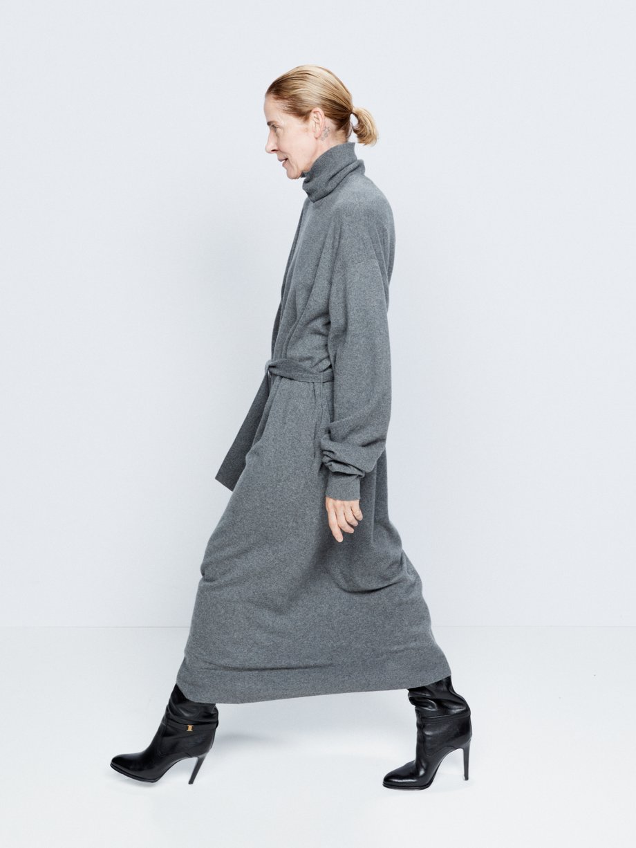 Grey Cashmere-blend belted roll-neck dress | Raey | MATCHES UK