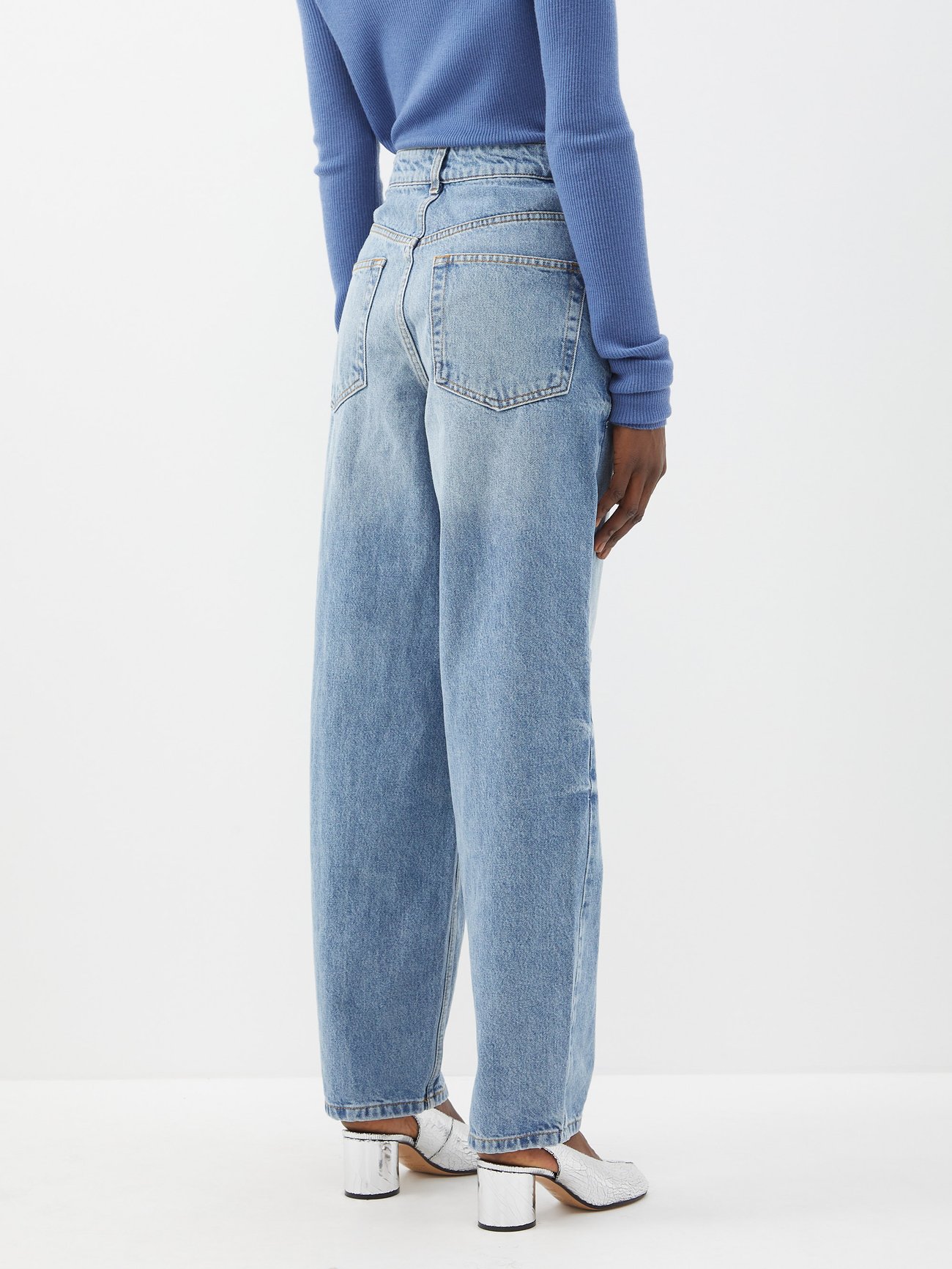 Blue Taper organic-cotton high-waisted tapered jeans, Raey