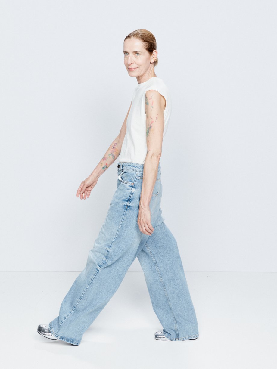 Blue Drop organic-cotton low-rise baggy jeans, Raey