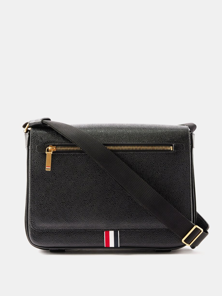 Black Grained leather cross body bag Thom Browne MATCHES UK