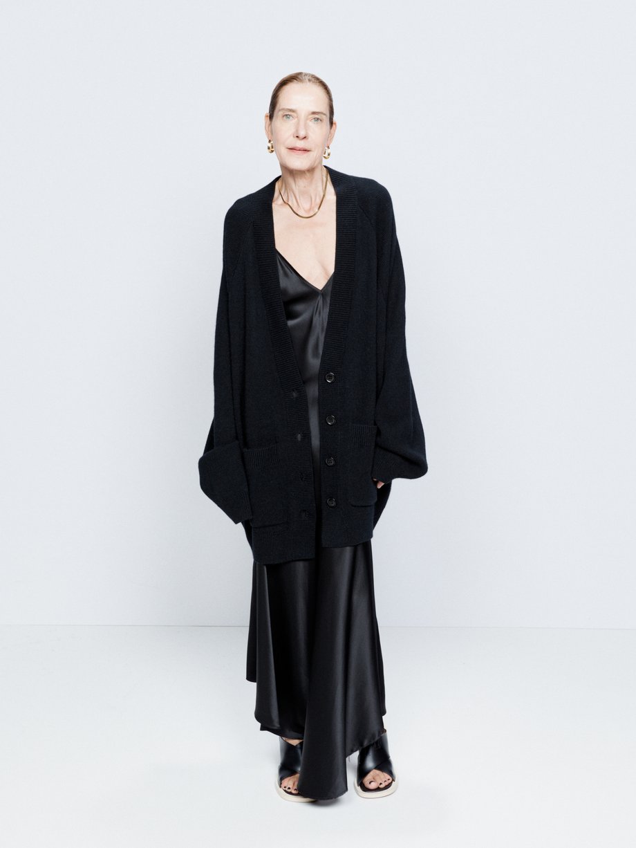 Black Wool-blend oversized raglan cardigan | Raey | MATCHES UK