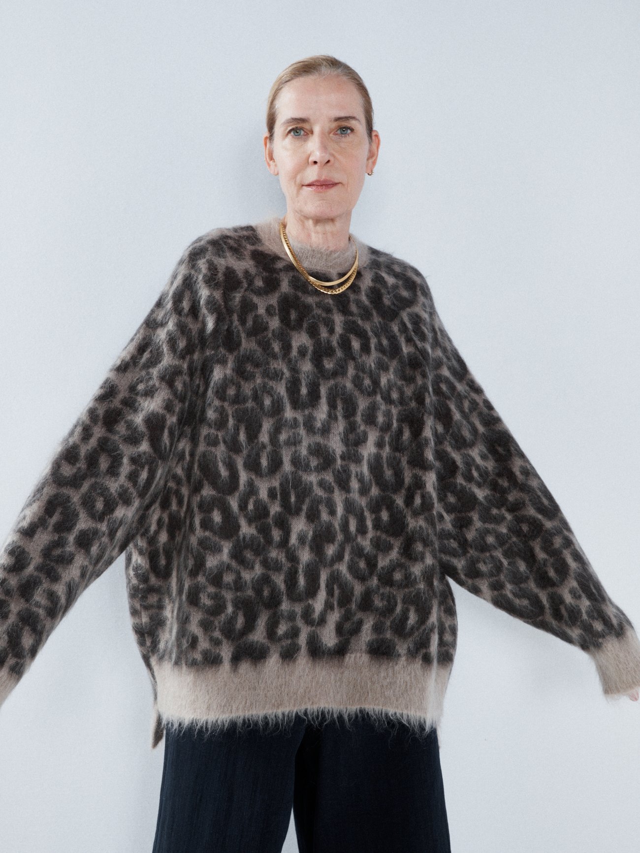 Leopard intarsia oversized mohair-blend sweater