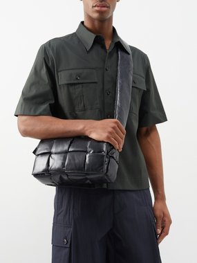 BOTTEGA VENETA Cassette Intrecciato Metallic Leather Messenger Bag for Men