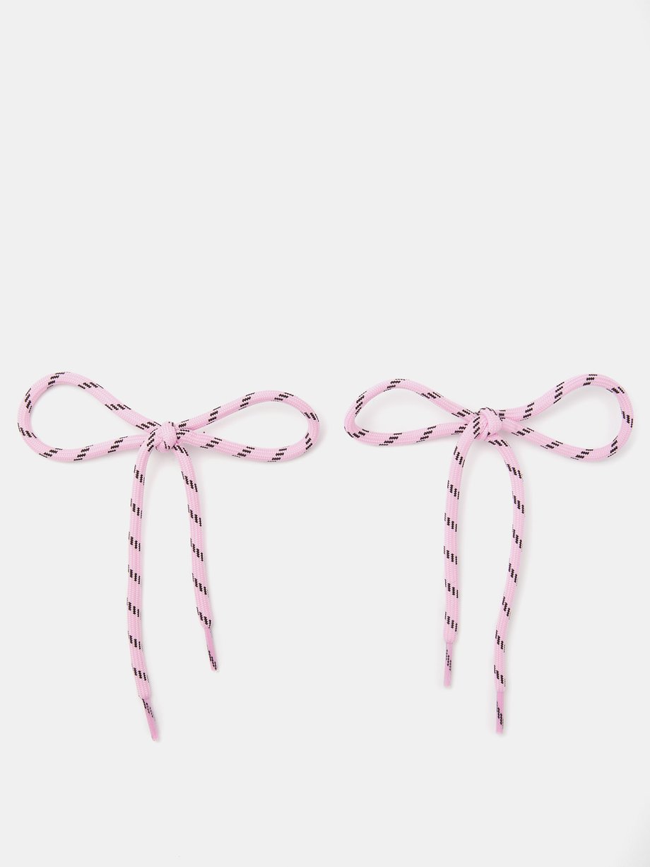 Pink Shoelace bow earrings | Balenciaga | MATCHES UK