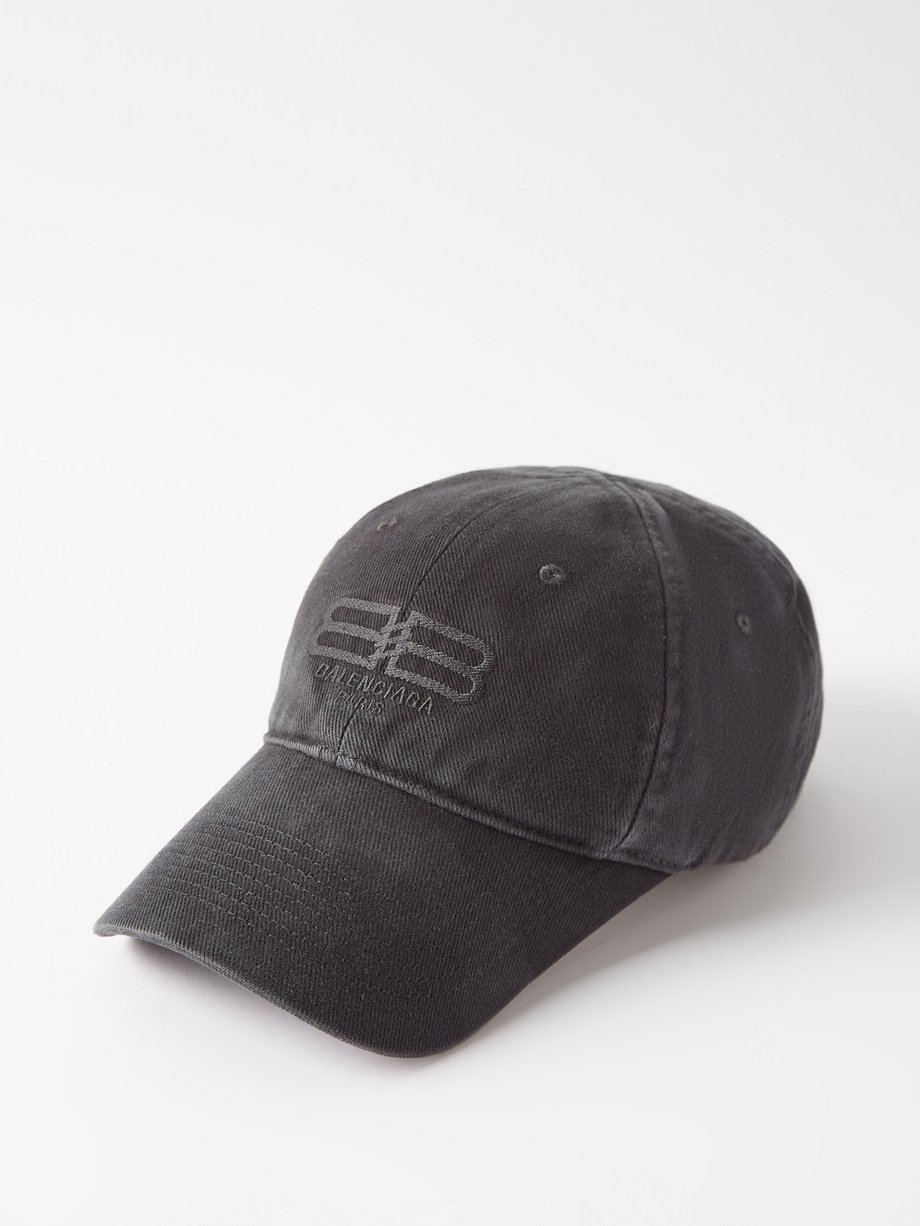 Black BB embroidered-logo cotton-twill baseball cap | Balenciaga