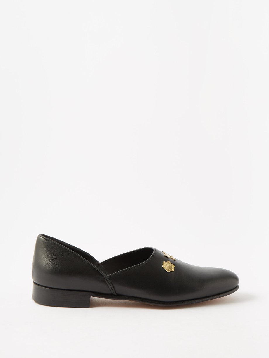 Black Appenzell charm leather slippers | Bode | MATCHESFASHION AU