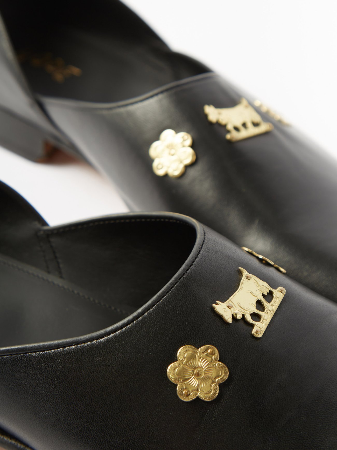 Black Appenzell charm leather slippers | Bode | MATCHESFASHION US