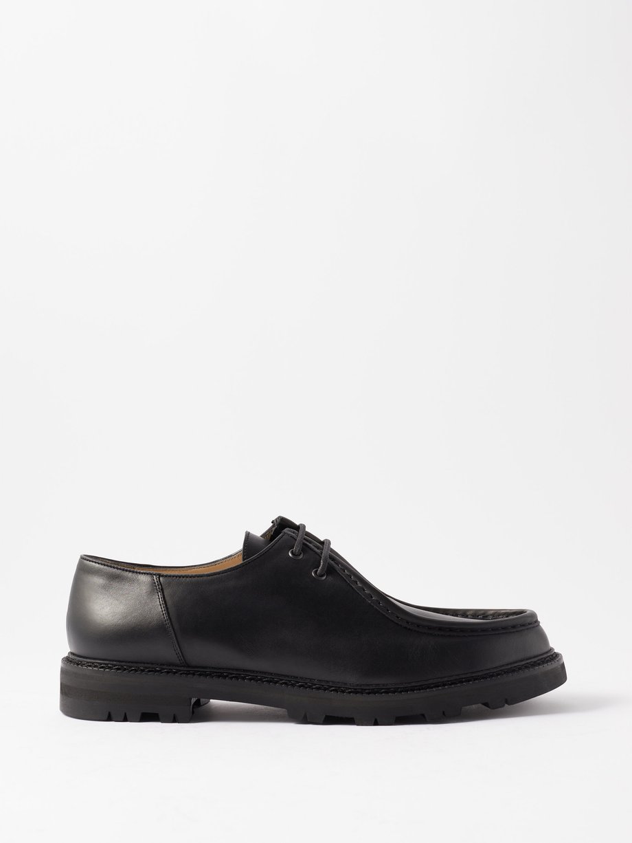 Black University leather Derby shoes | Bode | MATCHES UK