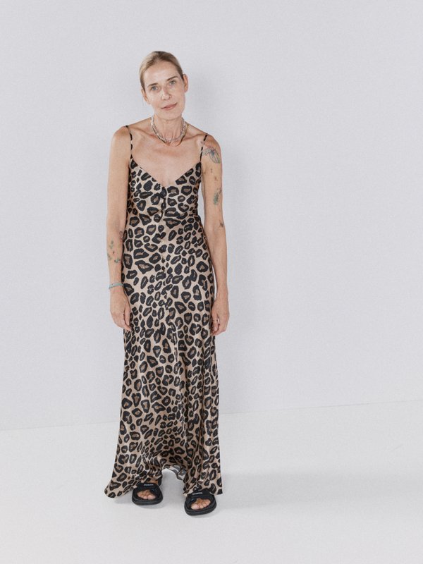 Raey V-neck leopard-print silk-satin maxi dress