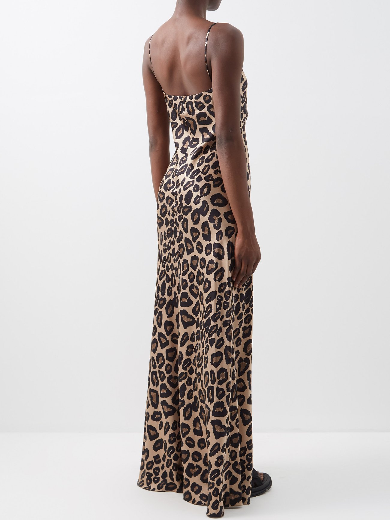 Ivory multi Watercolour leopard lace-trimmed silk slip dress, Raey