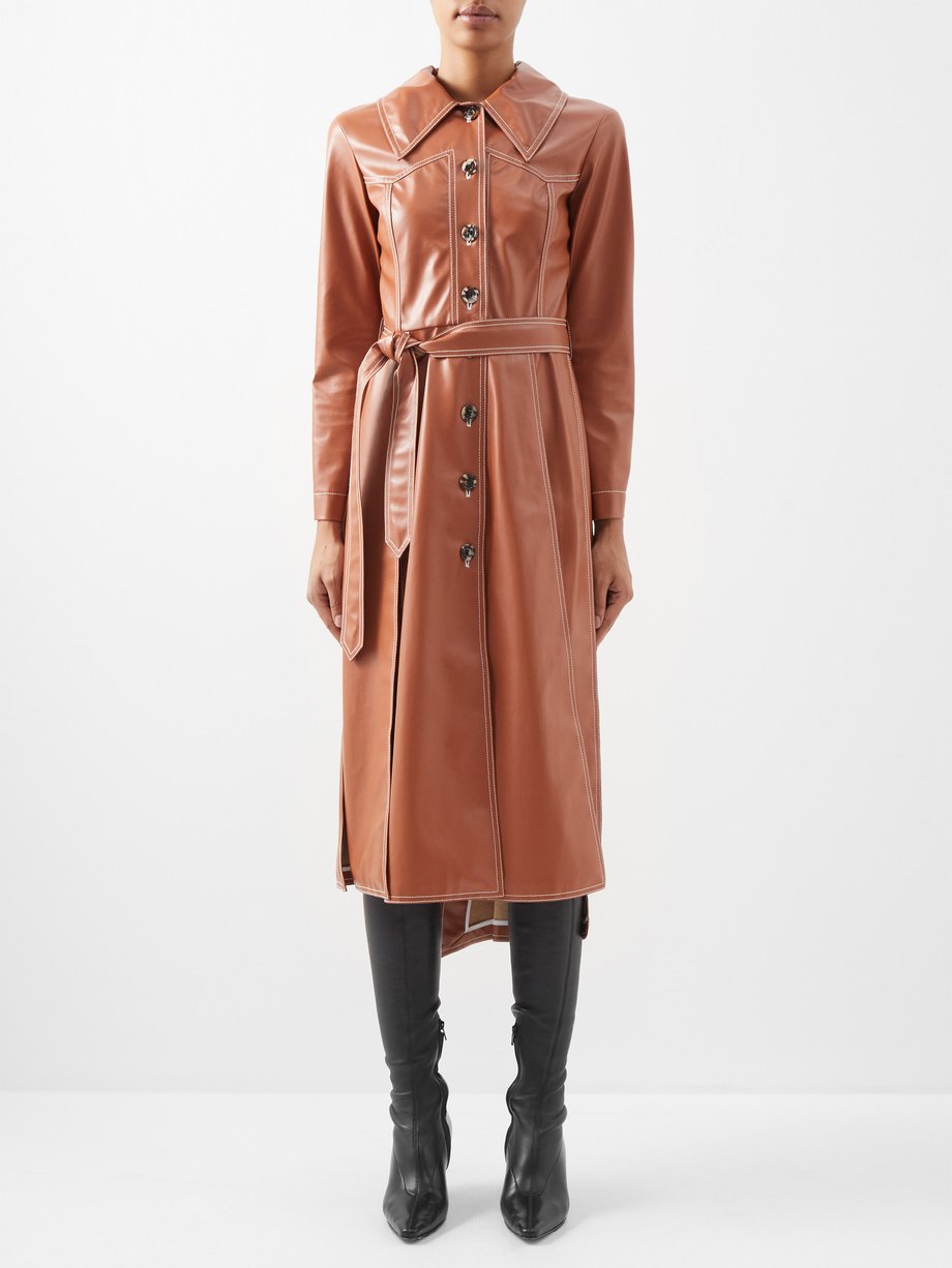 Brown Faux-leather trench coat | A.W.A.K.E. Mode | MATCHESFASHION US